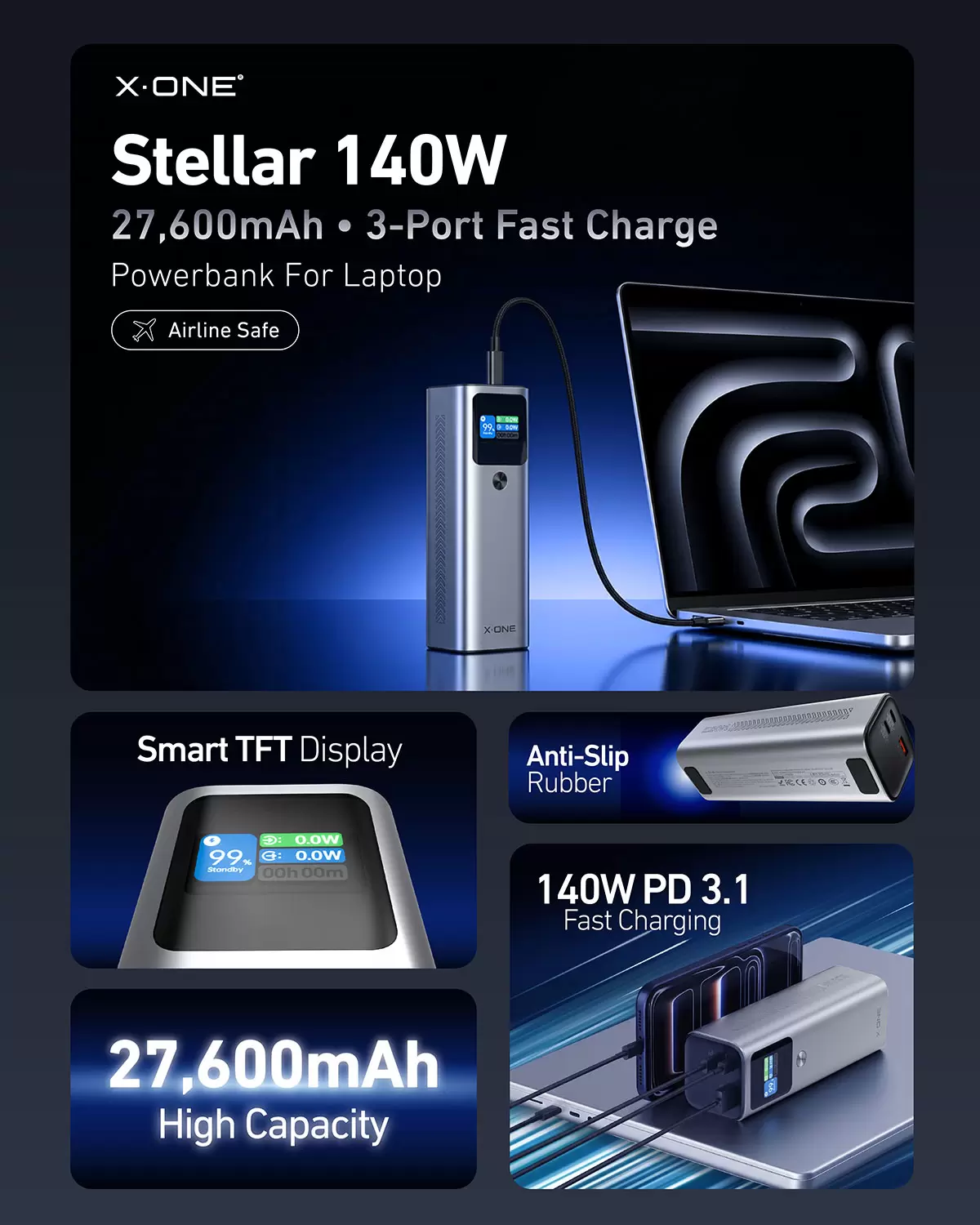 Gwiezdny powerbank 140W 27600mAh