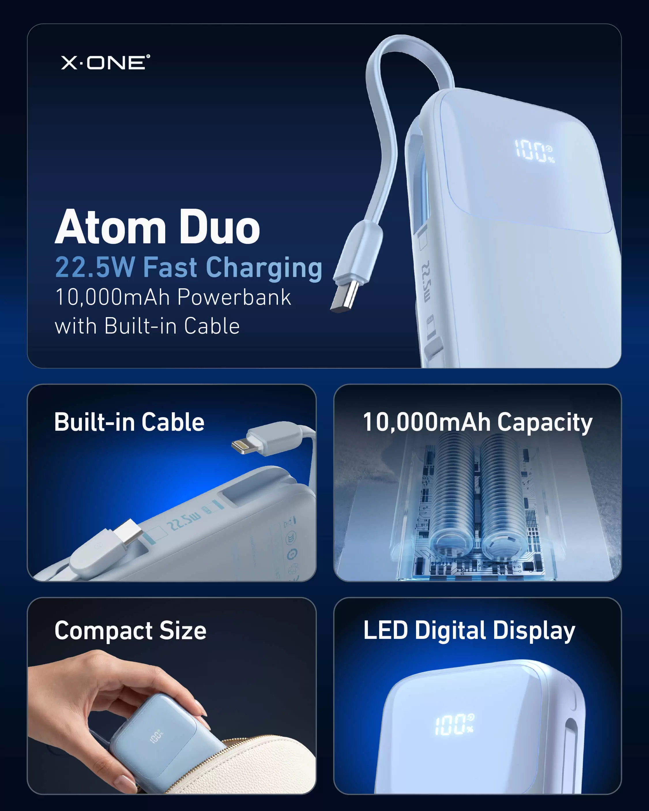 Powerbank Atom Duo 22,5W 10000mAh