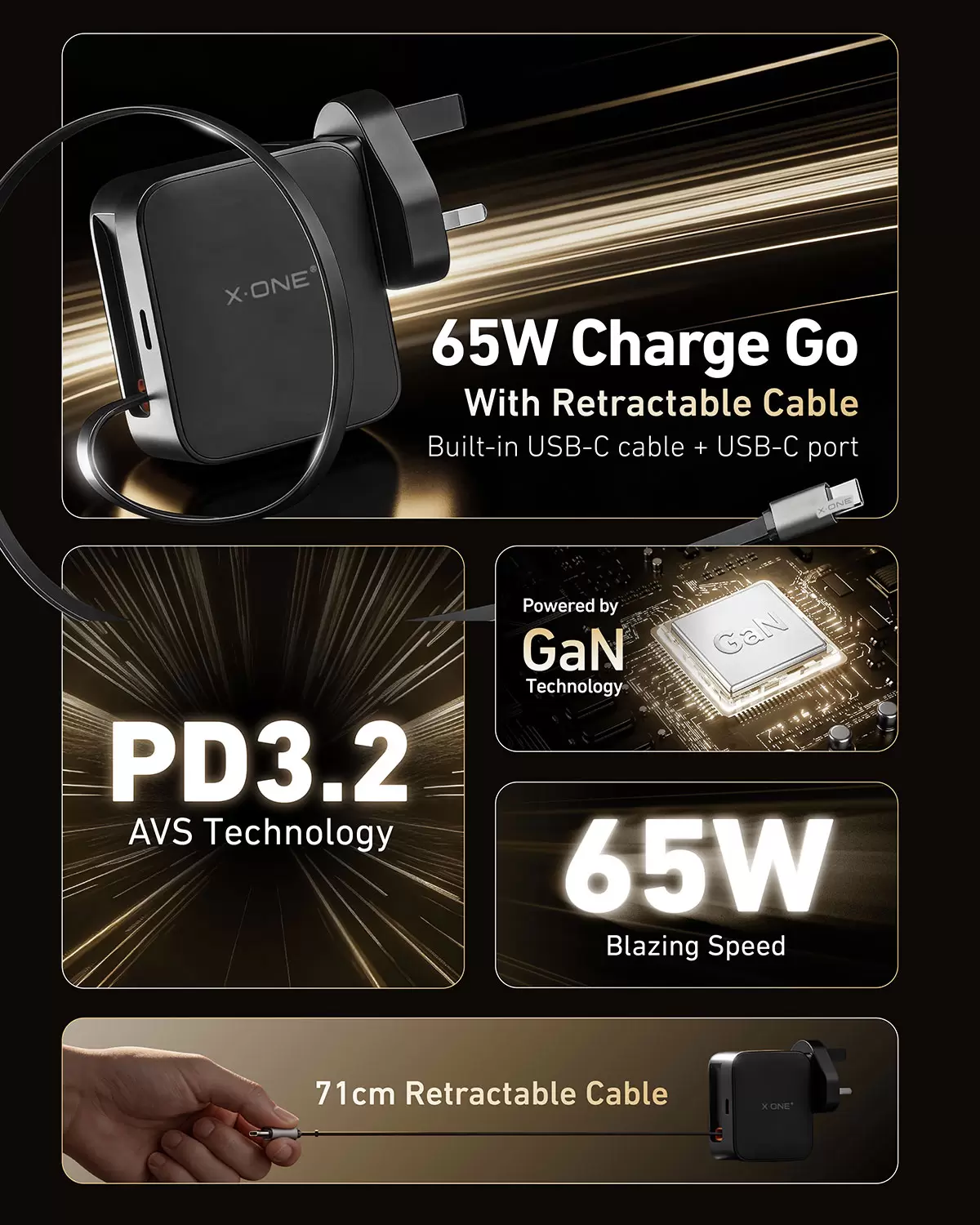 Ładowanie 65 W, chowane
